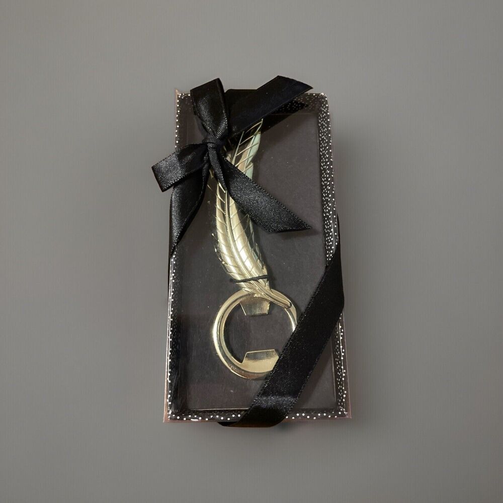 Metal Bottle Opener Gold Feather Design Handle Handheld Dei Direct #95921